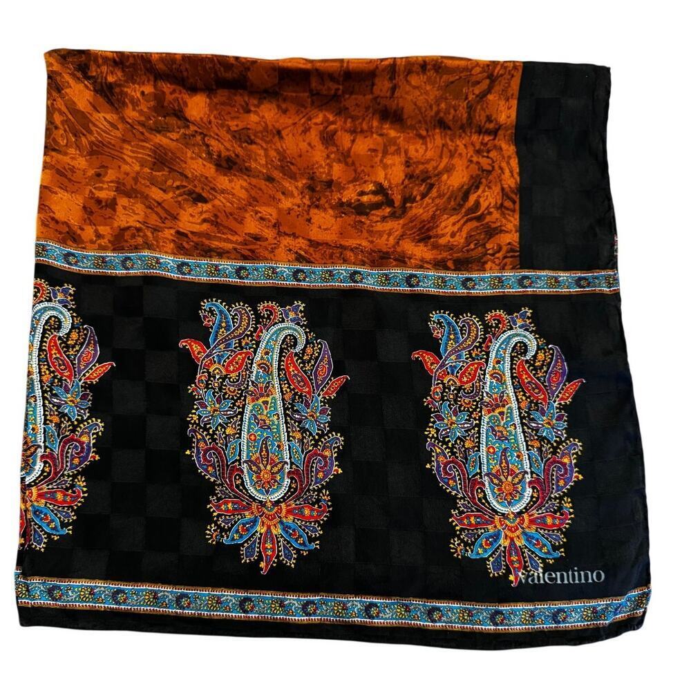 Valentino | Accessories | Vintage Valentino Silk Scarf Paisley Print ...